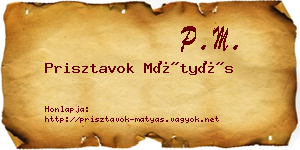 Prisztavok Mátyás névjegykártya